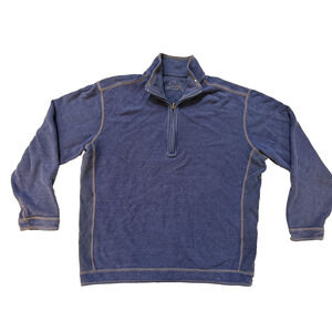 Tommy Bahama Jeans Sweater Mens Large Blue Half Zip Pullover Casual Y2K Vintage